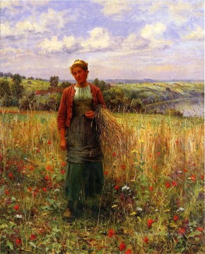 Daniel Ridgway Knight Painting - Gathering Wheat countrywoman Daniel Ridgway Knight